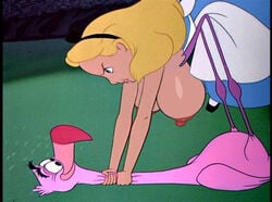 alice_(disney) alice_in_wonderland alice_in_wonderland_(1951_film) alice_liddell bedaxe big_breasts disney edit female female_only hanging_breasts huge_breasts nipples screenshot screenshot_edit