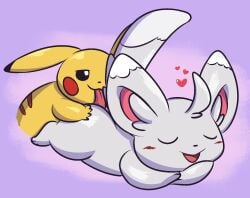 2020 ambiguous/ambiguous ambiguous_gender anal ass big_butt big_head blush bodily_fluids butt_grab cheek_spots dipstick_ears dipstick_tail duo ear_markings feral feral_on_feral generation_1_pokemon generation_5_pokemon hand_on_butt heart_symbol hi_res inner_ear_fluff licking looking_pleasured lying markings minccino mincheeto multicolored_ears nintendo on_front open_mouth open_smile oral pikachu pokemon pokemon_(species) purple_background raised_tail rimming saliva sex simple_background smile tail tail_markings tongue tongue_out tuft