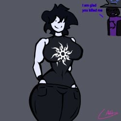 1girls artist_signature azure_(forsaken) big_breasts breasts female forsaken_(roblox) leotard pants roblox roblox_game robloxian rule_63 short_hair tagme tagme_(artist) text thick_thighs thighs two_time_(forsaken)