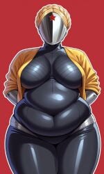 ai_assisted atomic_heart ben03020 big_belly big_breasts breasts chubby chubby_female fat female fupa highres right_(atomic_heart) robot robot_joints thick_thighs wide_hips