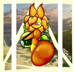 artist_signature ass big_ass big_breasts blush breasts cute dj_arts flower freckles freckles_on_breasts freckles_on_face muscular_female plant_girl plants_vs_zombies shiny_thighs smile source_request sunny_(dj_arts) thick_thighs thighs