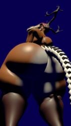 1boy 1femboy back_view big_ass dumptruck_ass fagottini31 femboy huge_ass male male_only nightmare_husbando skull tail wendigo
