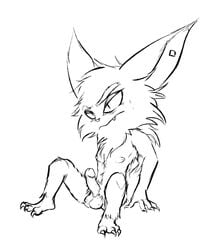 anthro balls black_and_white chin_tuft claws ear_piercing erection fur humanoid_penis kled league_of_legends male mammal monochrome nipples nude penis piercing ponytail pubes pubic qu-r riot_games simple_background sketch snaggletooth solo toe_claws video_games white_background white_fur yordle