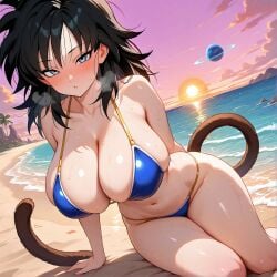 ai_generated big_ass big_breasts big_butt big_thighs bikini black_eyes black_hair cum dragon_ball dragon_ball_super dragon_ball_z female gine naked naked_female saiyan saiyan_armor saiyan_girl saiyan_tail semen semen_in_the_uterus sexy_body sweat vagina voluptuous_body