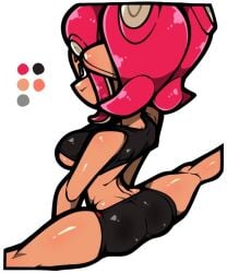 agent_8_(splatoon) big_ass big_breasts omoitukan2 short_shorts spats spats_shorts splatoon splits spread_legs underboob wide_hips