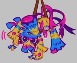 1futa awkward_smile dandy's_world futanari pinata precum_bubble roblox roblox_game rope sosyaloh upside-down waving_at_viewer yatta_(dandy's_world)