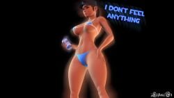 big_breasts bikini blue_eyes breasts brown_hair digital_media_(artwork) f4 female female_only femscout hand_on_hip light-skinned_female light_skin panties poster sfm solo source_filmmaker team_fortress_2 tf2 thick_thighs