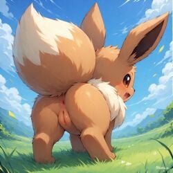 ai_generated ass_focus blush eevee female looking_back pokemon pokemon_(species) pussy tagme
