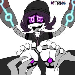 claws feet feet_fetish feet_focus female_only murder_drones purple_eyes purple_hair robot soles tickle_torture tickling_feet uzi_(murder_drones) uzi_doorman