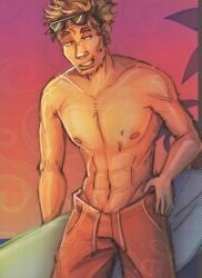 1boy artist_name chuck_(papa_louie) clothing flipline flipline_studios male male_only muscular muscular_male not_porn nude nude_male papa_louie pectorals solo_male underwear video_game video_games