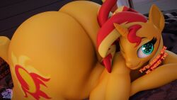 1girls 3d alicorn alternate_version_available anthro anthrofied ass ass_bigger_than_head bed bedroom big_ass big_breasts big_butt blonde_hair bottom_heavy breasts bubble_butt butt_crack curvaceous curvy curvy_figure cyan_eyes dialogue english_text equine female female_only friendship_is_magic furry geodat64 hasbro hooves horn horse huge_ass long_hair multicolored_hair my_little_pony nude_female on_bed pony red_hair slim_waist solo solo_female sunset_shimmer text thick_thighs voluptuous voluptuous_female wide_hips