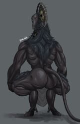 anthro ass ass_focus back_muscles back_view dark-skinned_male dark_skin elden_ring elden_ring_nightreign eyes fromsoftware furry furry_only goat goat_demon goat_horns goat_humanoid goatee hairy hairy_male hooves horns horns_and_hooves iiimp libra_(elden_ring_nightreign) loincloth meme muscles muscular rear_view solo solo_anthro solo_focus solo_male squat squatting squatting_position tail