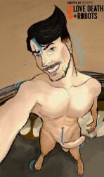 abs big_muscles big_penis celebrity cum dripping_precum dynamic_pose large_penis love_death_+_robots male male/male male_only mrbeast pecs self_shot selfie selfie_pose vennusdoesart youtube youtuber