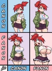 2025 2girls artist_name ass big_ass big_breasts bimbo bimbo_body bimbo_lips breasts breasts_bigger_than_head canon_vs_fanon cartoon_network chart choker clothed clothed_female clothing comparing crop_top duo duo_female duo_focus ear_piercing earrings english english_text female female_focus female_only foster's_home_for_imaginary_friends frankie_foster fully_clothed fully_clothed_female hairclip hooded_jacket hoop_earrings huge_breasts imaginary_frankie light-skinned_female light_skin medium_ass medium_breasts medium_thighs navel navel_piercing nipple_bulge nipples panties panties_visible_through_clothing pierced_belly_button pierced_ears piercing piercings red_hair red_hair red_hair_female redhead_female skirt srbready text thick_thighs thighs warner_bros warner_brothers