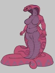 anthro apode big_breasts breasts draconcopode elangelote female genitals hi_res legless lizard markings naga overweight reptile scalie serpentine snake snake_naga solo tribal tribal_markings vestigial_legs vulva
