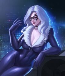 1girls 2026 alluring big_breasts black_cat_(marvel) blue_eyes bodysuit breasts casein choker city city_background collar color colored curvaceous curvaceous_body curvaceous_female curvaceous_figure curvaceous_hips curvy curvy_body curvy_female curvy_figure curvy_hips domino_mask enticing eyelashes eyemask eyeshadow felicia_hardy female hips light-skinned_female light_skin looking_at_viewer marvel marvel_comics mask masked masked_female night paracasein_ pinup red_lipstick rooftop seducing seductive seductive_look shiny shiny_clothes sitting skin_tight spider-man_(series) superheroine teasing teasing_viewer temptation tempting tempting_viewer thick thick_breasts thick_hips thick_thighs tight_clothes tight_clothing voluptuous voluptuous_female white_hair wide_hips zipper