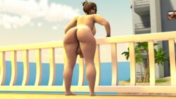 1futa 3d ass back back_view backsack backside barefoot big_ass big_balls big_breasts big_butt big_penis brown_eyes brown_hair chubby curvy derpsycho333 feet futa_only futanari glasses huge_ass huge_butt intersex mei_(overwatch) nude overwatch solo solo_futa source_filmmaker thick_thighs toes wide_hips