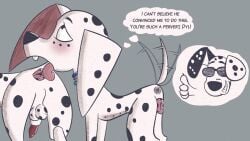 101_dalmatian_street 101_dalmatians anal animal_genitalia animal_penis animal_vulva anus balls black_nose blush canid canine canine_genitalia canine_penis canine_vulva canis collar dalmatian disney dolly_(101_dalmatians) domestic_dog duo dylan_(101_dalmatians) eyewear female female_penetrating female_penetrating_male female_rimming female_rimming_male feral genitals hi_res male male/female male_penetrated male_rimmed mammal oral penis rimming rimming_male sex soggygoat spots straight sunglasses text tongue tongue_out vulva