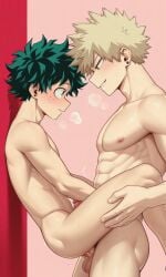 aged_up aged_up_character ai-created ai_generated anal anal_sex blonde_hair boku_no_hero_academia breath_cloud cute_male dominant_male from_side fucked_silly full_body gay gay_sex green_eyes green_hair izuku_midoriya katsuki_bakugou male/male muscular_male my_hero_academia penis_in_ass piercing red_eyes roleplay simple_background standing_sex submissive_male sweating thick_penis thick_thighs twitching uncensored