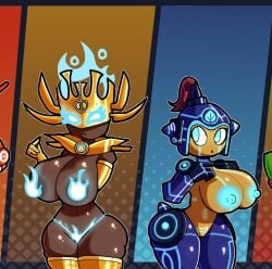 2023 abstract_background areola armor big_breasts biped blue_eyes breasts brown_body captain_combustible captain_combustible_(pvz) clothed clothing digital_drawing_(artwork) digital_media_(artwork) doregami duo electronic_arts elemental_creature elemental_humanoid female fire flora_fauna front_view genitals headgear headwear helmet hi_res huge_breasts humanoid legwear looking_aside nipples not_furry plant plant_girl plant_humanoid plants_vs._zombies plants_vs._zombies_heroes plants_vs_zombies plants_vs_zombies:_heroes popcap_games small_waist thick_thighs torchwood_(pvz) unconvincing_armor vulva wall-knight wall-knight_(pvz) wall-nut wall-nut_(pvz) wide_hips