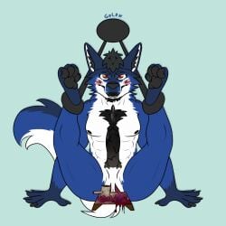 1:1 5_fingers anthro ballbusting ballbusting_induced_orgasm balls beard big_penis biped black_hair blood blood_splatter blue_body blue_fur blush bodily_fluids body_hair bondage bound canid canine canis castration castration_induced_orgasm castration_play chest_hair chest_tuft claws cock_and_ball_torture consensual_castration countershade_face countershade_fur countershade_tail countershade_torso countershading cuff_(restraint) cuffed_ankles digital_media_(artwork) ejaculation erection eunuch exposed_testicle eyebrows facial_hair feet fingernails fingers fur genital_fluids genital_mutilation genital_torture genitals goldnamaterasu gore gore_focus hair hi_res humanoid_genitalia leaking_penis leaking_precum male mammal markings multicolored_body muscular muscular_anthro muscular_male mutilation nails nipples nude open_mouth orgasm pain pawpads paws pecs penile penis precum precum_bead precum_on_own_penis precum_on_penis restraints simple_background smile solo solo_focus spermatic_cords submissive tail teeth toes torture tuft vein veiny_penis weapon white_body wolf