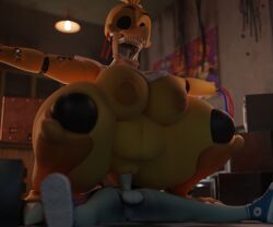 anthro balls belly big_breasts bottomless bottomless_anthro bottomless_male breasts clothed clothing converse creepy duo empty_eyes female femboy five_nights_at_freddy's five_nights_at_freddy's_2 fnaf2_location footwear gabby_summers_(oc) genitals horror_(theme) lagomorph leporid lying male male/female mammal nightmare_fuel office on_back on_bottom on_top penetration penis rabbit reverse_cowgirl_position scottgames sex shoes slightly_chubby spread_legs spreading thick_thighs vaginal_penetration vensaku withered_chica