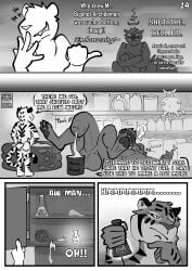 absurd_res angry anthro balls bara big_balls big_penis blush bodily_fluids canid canine canis comic cum darius_(picantetortuga) digital_media_(artwork) dream duo english_text erection excessive_cum excessive_genital_fluids facial_scar felid fur furry gay genital_fluids genitals halo hi_res huge_balls huge_cock humanoid_genitalia juno_(picantetortuga) kiddie_pool laugh male male/male mammal muscular mythological_canine mythological_creature mythology nude pantherine pawpads paws penis picantetortuga potion potion_bottle scar size_difference smile soul spirit stripes tail teeth text thinking tiger werecanid werecanine werecreature wolf