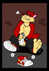 2024 alternative_fashion anthro atlus balls beard bottomwear bracelet breath canid canine canis claws clothing cock_sock decker facial_hair facial_piercing fangs feet footwear fur genitals go!_go!_hypergrind hand_on_penis handjob hi_res jewelry male mammal masturbation necklace nose_piercing nose_ring pants penile penis penis_clothing piercing porkintime punk purple_nose red_body red_fur ring_piercing sega sex sharp_teeth shirtless shoes sitting skateboard socks soles solo spiked_bracelet spikes tan_body tan_fur teeth toes tongue tongue_out underbite vehicle whiskers wolf