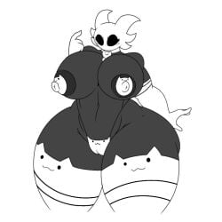 cat_lingerie collar cute hollow_knight huge_breasts lucy_(omegabrawl) omegabrawl thick_thighs wide_hips