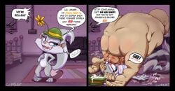 animaniacs anthro asphyxiation choking claydust dominant dominant_male duo english_text female fluffy fluffy_tail forced forced_oral hi_res human human_on_anthro interspecies male male/female mammal oral oral_penetration penetration questionable_consent rodent sciurid sex size_difference slappy_squirrel smaller_female squirrel tail text toony warner_brothers