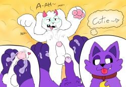 absurd_res anthro balls bed bed_sheet bedding bodily_fluids bovid caprine catnap_(poppy_playtime) collar critters_(poppy_playtime) cum cum_on_chest cum_on_feet cum_on_self cumshot deltarune duo ejaculation expression_meme eyewear fangs feet felid feline fluffy foot_fetish foot_play footjob foreskin furniture genital_fluids genitals glasses goat heart_symbol hi_res horn looking_pleasured lying male male/male mammal meme miauyeah moan mob_entertainment narrowed_eyes no_humans on_back on_bed pawpads paws penis playing_with_cum poppy_playtime presenting ralsei sex smiling_critters smug teeth text thought_bubble tongue tongue_out undertale_(series)