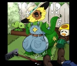 1girls anthro anthrofied big_breasts breasts cleavage electronic_arts female flora_fauna gallo_wazavi huge_breasts overalls peashooter_(pvz) plant plant_girl plant_humanoid plants_vs._zombies plants_vs_zombies popcap_games split_pea_(pvz) sun-shroom_(pvz) sunflower_(pvz) zombie_(pvz)