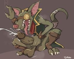 2024 5:4 anthro anus ass balls bandage bandaged_tail big_balls big_penis bodily_fluids boots bracelet claws clothing crouching cum cumshot duo ejaculation eyewear footwear fur genital_fluids genitals glans goggles green_body green_fur hand_on_penis hi_res insane jewelry kerchief league_of_legends male mammal masturbation motion_lines murid murine notched_ear open_mouth orgasm penis rat rat_tail riot_games rodent scratching_wall sharp_teeth shoes signature simple_background sleeveless_clothing small_but_hung tail tail_wraps teeth tencent toeless_footwear tongue tongue_out toynuke twitch_(lol) vein veiny_penis wraps yellow_sclera