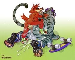 2022 absurd_res all_fours anal anal_sex anthro anthro_on_anthro anthro_penetrated anthro_penetrating anthro_penetrating_anthro anus armpit_hair ass atlus backsack ball_size_difference balls biceps black_stripes bodily_fluids body_hair canid canine canis claws clenched_teeth closed_eyes clothing cum cum_in_ass cum_inside cum_on_balls cum_on_feet cum_on_ground cum_on_leg cum_on_penis cum_on_self cum_splatter decker deltoids doggy_style dominant dominant_anthro dominant_male drooling duo ejaculation erection eyebrows facial_piercing fangs feet felid feline footwear from_behind_position fur genital_fluids genitals glans go!_go!_hypergrind grass grey_body grey_fur grimace hat headgear headwear hi_res hotsatyr humanoid_genitalia humanoid_penis interspecies larger_male larger_penetrated male male/male male_penetrated male_penetrating male_penetrating_male mammal messy muscular muscular_anthro muscular_bottom muscular_male muscular_thighs nose_piercing nose_ring orgasm pantherine paws penetration penile penile_penetration penis penis_in_ass penis_size_difference perineum piercing plant ring_piercing saliva sega sex sharp_teeth shoes shoulder_grab signature size_difference skateboard small_dom_big_sub small_top_big_bottom smaller_male spread_legs spreading striped_body striped_butt striped_fur stripes submissive submissive_anthro submissive_male tail tan_body tan_fur teeth thick_eyebrows thick_thighs tiger toeless_footwear triceps underbite vehicle vein veiny_penis vert_(go!_go!_hypergrind) wide_eyed wolf wristband