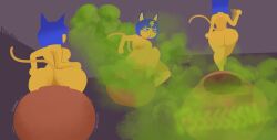 2021 animal_crossing ankha ankha_(animal_crossing) anthro anus areola ass bawko big_ass big_butt blue_hair brap breasts brown_background digital_drawing_(artwork) digital_media_(artwork) domestic_cat eye_roll fanning fart fart_cloud fart_fetish farting_in_container fat_ass felid feline felis female flat_colors furry furry_female gassy gassy_female hair hi_res huge_ass hyper hyper_fart mammal medium_breasts nintendo nipples nude onomatopoeia open_mouth passing_gas pottery relieved simple_background sitting solo sound_effects text uraeus walking wide_hips yellow_body