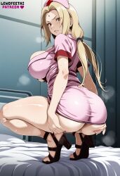 ai_generated feet female female_only high_heels lewdfeetai naruto naruto_(series) naruto_shippuden nurse soles solo sweat teasing tsunade