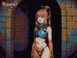 ai_assisted ai_generated animated animation armor aseprite_(artwork) dungeon elf elf_ears femboy gigatsu limited_palette panties penis_bulge pixel_animation pixel_art trap twitching