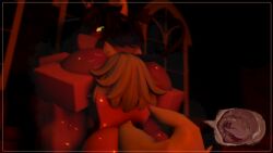 2girls 3d blue_hair brown_hair butt_licking catgirl cow_girl green_eyes highres horns internal_view musk no_men norarr34 roblox robloxian sweat tail tan_skin text twitter_username watermark white_skin yuri