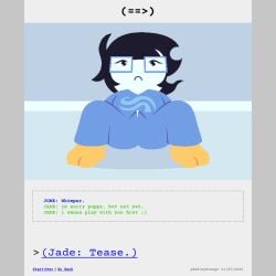 1:1 ashleyorange black_hair bodily_fluids bondage bulge clothed clothed_gynomorph clothing comic comic_panel cum cum_drip dialogue dripping english_text eyewear genital_fluids glasses gynomorph hair hi_res homestuck human intersex june_egbert lipstick makeup mammal ms_paint_adventures onesie pajamas petplay pleading_eyes precum precum_drip puppyplay roleplay short_hair solo text trans_(lore) trans_woman_(lore) white_body