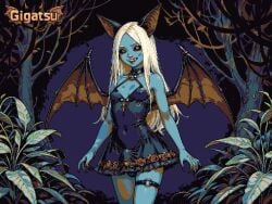 ai_assisted ai_generated animated animation aseprite_(artwork) bat_girl dressed furry furry_only gigatsu limited_palette penis_bulge pixel_animation pixel_art trap twitching white_hair wings