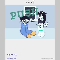 1:1 animal_genitalia animal_penis animated animated_comic anthro ashleyorange black_hair buckteeth canid canine canine_genitalia canine_penis clothed clothed_female clothing clothing_around_legs comic comic_panel crop_top duo eyewear female genitals glasses gynomorph hair hi_res homestuck human humanoid humor hybrid incest_(lore) intersex intersex/female jade_harley june_egbert lipstick long_hair makeup mammal ms_paint_adventures no_underwear onesie pajamas panties panties_around_legs panties_down partially_clothed penis pushing pushing_down shirt short_hair sibling_(lore) sister_(lore) sisters_(lore) tail teeth topwear trans_(lore) trans_woman_(lore) underwear underwear_around_legs underwear_down white_body