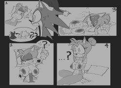 absurd_res amy_rose anthro big_breasts bodily_fluids bracelet breasts christmas christmas_clothing christmas_headwear closed_eyes clothed clothing clothing_lift crop_top cum cum_on_breasts cum_on_face dress duo ejaculation erection eulipotyphlan female genital_fluids genitals gloves hair hair_bun handwear hat headgear headwear hedgehog hi_res holidays jewelry lewdmcgill male male/female mammal monochrome open_mouth penis pillow question_mark santa_hat sega sex shirt shirt_lift shocked sleep_sex sleeping somnophilia sonic_(series) sonic_the_hedgehog sonic_the_hedgehog_(series) speech_bubble sweat tail topwear underwear