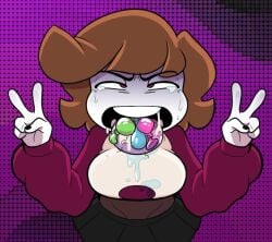 condom_balloon cum cum_in_mouth disgusted happy happylikeawall peace_sign vaz0v