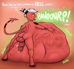 anthro anus ass belly belly_expansion belly_grab belly_humping belly_on_ground big_belly big_penis burp_cloud burping digestion digestion_noises erection expansion face_imprint fangy_boyo genitals hellaverse helluva_boss hi_res huge_belly huge_cock humanoid humanoid_genitalia humping hyper hyper_belly immobile imp imprint male male_pred max_(itsjust_max) nude nude_male oral_vore organs penis rumbling_stomach size_difference smaller_pred smug_face soft_vore solo stomach stomach_bulge struggling struggling_prey tight_belly unwilling_prey vore