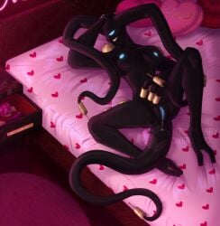 1_eye 2_toes 4_fingers alien bed ben_10 black_body blue_eyes blue_nipples blue_vulva bodily_fluids bracelet bracelet_only breasts buttplug cartoon_network condom conductoid detailed_background electrical_plug electrical_plug_tail fan_character feet female fingers furniture genital_fluids genitals glowing glowing_eyes glowing_genitalia glowing_nipples glowing_vulva head_tendrils heart_pattern hi_res humanoid jewelry light lighting nightstand nipples pillow pink_light plug_(sex_toy) presenting presenting_vulva rug sex_toy sexual_barrier_device shaded smile solo strawberryoverlord toes vaginal_fluids vulva watermark