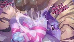 anal anal_sex anthro backsack ball_size_difference balls big_balls bite blue_body blue_fur blush bodily_fluids border_collie canid canine canis chastity_cage chastity_device clothing collar collie crossed_arms cum cum_from_ass cum_in_ass cum_inside cum_on_clothing cum_on_feet cum_on_ground cumshot dialogue domestic_dog dominant dominant_male drain ejaculation equid equine erection feet floor fur genital_fluids genitals heart_symbol herding_dog hi_res hindpaw hooves legwear looking_back male male/male mammal markings motion_lines on_ground one_eye_closed pastoral_dog paws penetration pup_(supersonicsoup) purple_body purple_fur self_bite sex sheepdog shoulder_bite size_difference standing stockings striped_markings stripes supersonicsoup thigh_highs tile tile_floor white_body white_fur zebra