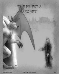 2026 3_fingers 3_toes 4_fingers absurd_res anthro avian bat bird border candle church duo eyebrows feet fingers genitals hi_res horn male mammal monochrome owl penis plant portal priest priest_robes sharkinthepark size_difference smile toes tree wings