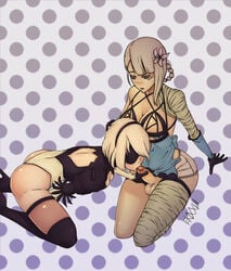 1futa 1girls ass balls blindfold breasts clothing erect_penis erection female futa_on_female futanari hairband handjob kaine_(nier) light-skinned_female light-skinned_futanari light_skin nier nier:_automata nier_replicant oral oral_sex penis sulcate sulcatexxviii testicles thighhighs white_hair xxvii yorha_2b