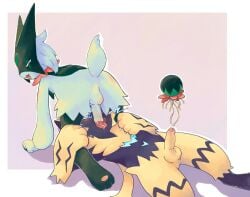 2024 all_fours anthro anthro_on_anthro ass backsack balls biped bodily_fluids duo felid generation_7_pokemon generation_9_pokemon genital_fluids genitals geometric_background hi_res humanoid_genitalia humanoid_penis leaking_precum legendary_pokemon looking_back lying male male/male male_anthro mammal meowscarada narrowed_eyes nintendo on_back open_mouth penis penis_in_mouth perineum pokemon pokemon_(species) precum simple_background tail tongue trem_trrn zeraora