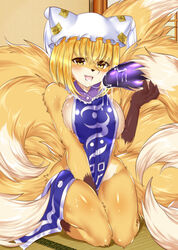 animalization blonde_hair fox furry horny open_mouth ran_yakumo ruri_tsubame touhou yellow_eyes